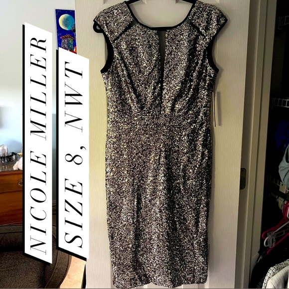 NWT Nicole Miller Sparkly Evening Dress - Picture 1 of 4